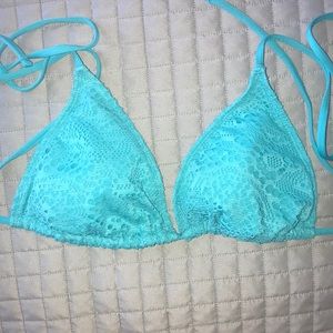 Turquoise triangle bikini top